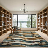 Layered Distressed Banner Coastal Wave Rug