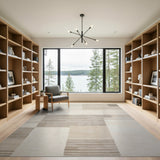 Neutral Beige Geometric Block Area Rug