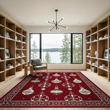Elegant Red Christmas Ornament Area Rug