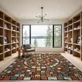 Distressed Mosaic Circle Area Rug