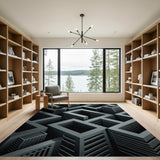 Geometric Cityscape Grey Area Rug