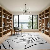Black Swirl Lines Abstract Area Rug