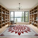 Intricate Red Mandala Geometric Area Rug