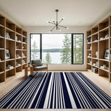 Geometric Modern Bold Black White Barcode Stripe Area Rug