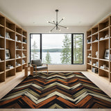 Distressed Zigzag Brown Tan Area Rug