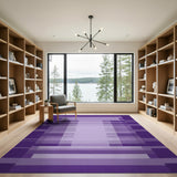 ODIKA Washable Purple Abstract Geometric Rug, Low Pile Non-Slip Area Rug