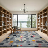 Abstract Geometric Circles Area Rug Multi-Color