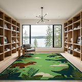 Playful Dinosaur Jungle Kids Area Rug