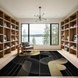 Gold Wave Abstract Geometric Area Rug