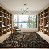 Opulent Gold Mandala Persian Rug