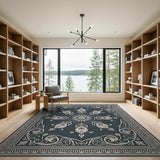 Ornate Grey Traditional Persian Area Rug