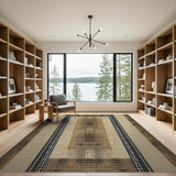 Beige Black Geometric Mosaic Area Rug