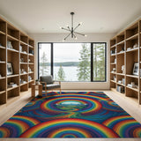 Rainbow Swirl Mountain Area Rug