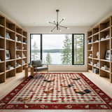 ODIKA Washable Farmhouse Rooster Kitchen Rug - Non-Slip Low Pile Area Rug
