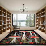 Whimsical Red Toadstool Mushroom Cluster Rug