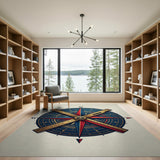Nautical Compass Rose Ruler Area Rug