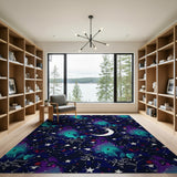 Whimsical Cosmic Foxes Stars Area Rug