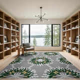 Green Gold Fern Snowflake Area Rug