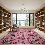 Pink Nautical Anchors Seashells Pattern Rug