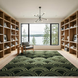 Cascading Green Waves Area Rug