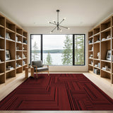Red Bold Red Maze Geometric Area Rug