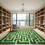 Green Maze Labyrinth Geometric Area Rug
