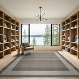 Beige Framed Grid Geometric Area Rug