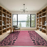 Pink Leopard Spot Striped Area Rug