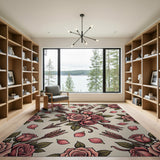 Vintage Pink Roses Crossed Arrows Area Rug