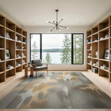Abstract Grey Beige Splatter Area Rug