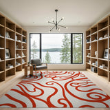 Red Swirl Abstract Abstract Area Area Rug