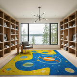 Vibrant Space Planets Kids Cartoon Area Rug