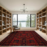Vibrant Red Diamond Grid Area Rug