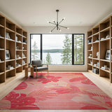 Blush Pink Hibiscus Palm Leaf Area Rug