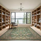 Emerald Green Emerald Green Persian Floral Medallion Rug