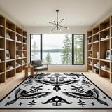 Heritage Tribal Birds Black White Rug