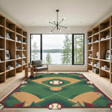 Vintage Baseball Field Green Area Rug