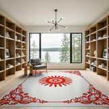 Red Ornate Papercut Sunburst Area Rug