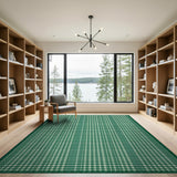 Green White Gingham Checkered Rustic Farmhouse Area Rug
