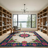 Exquisite Pink Floral Medallion Persian Rug