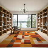 ODIKA Washable Mid-Century Modern Geometric Area Rug - Non-Slip Low Pile
