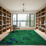 Emerald Green Leaf Berry Floral Rug