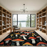 Whimsical Red Mushroom Forage Area Rug