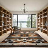 Southwestern Geometric Area Rug in Rust Black Cream