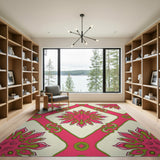 Multi-color and Patterns Vibrant Pink Starburst Geometric Area Rug