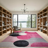 Pink Abstract Overlapping Circles Area Rug