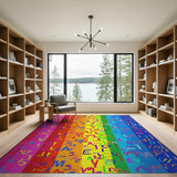 Rainbow Typography Mosaic Area Rug