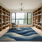 Navy Blue Ocean Wave Area Rug