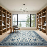 Blue and Teal Indigo Floral Persian Area Rug