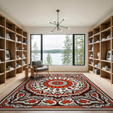Vibrant Red Mandala Persian Rug